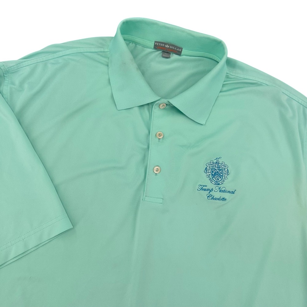 Peter Millar Summer Comfort Trump National Charlotte Polo Shirt Mens XL Green
